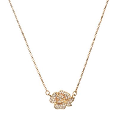 Gold tone necklace with flower pendant